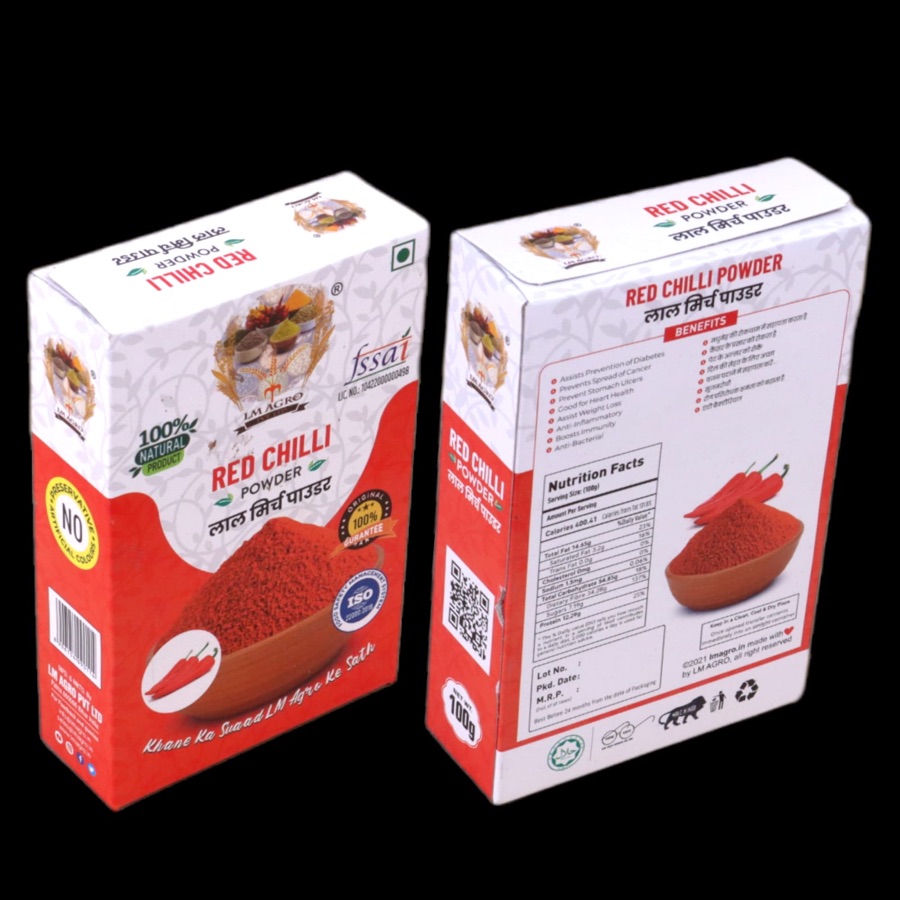 LM Agro Red Chilli Powder (लाल मिर्च पाउडर) pack — made in Patna, Bihar