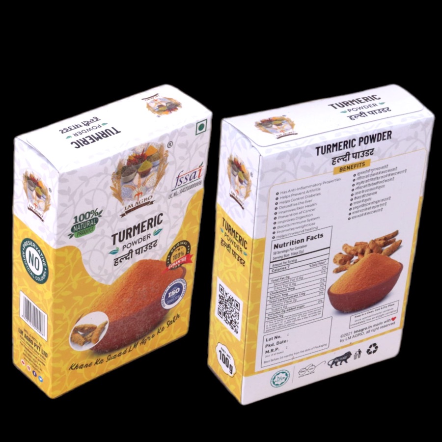 LM Agro Turmeric Powder (हल्दी पाउडर) pack — made in Patna, Bihar